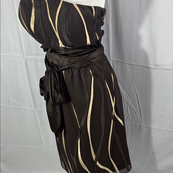 Antonio Melani Elegant Brown and Cream Strapless Dress Size 14 - Picture 5 of 10